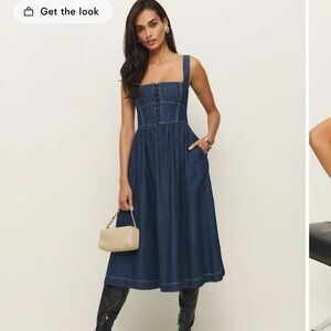 Reformation Tagliatelle Denim Midi Dress